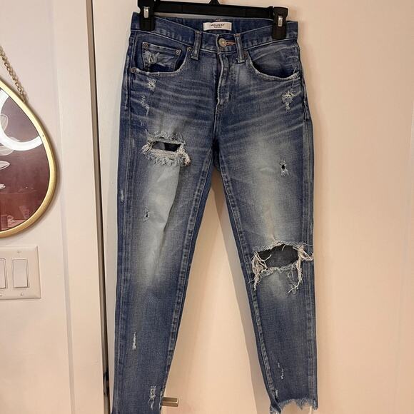 Moussy Denim - Moussy Vintage Mid Rise Distressed Ankle Straight Jeans Sz 25
